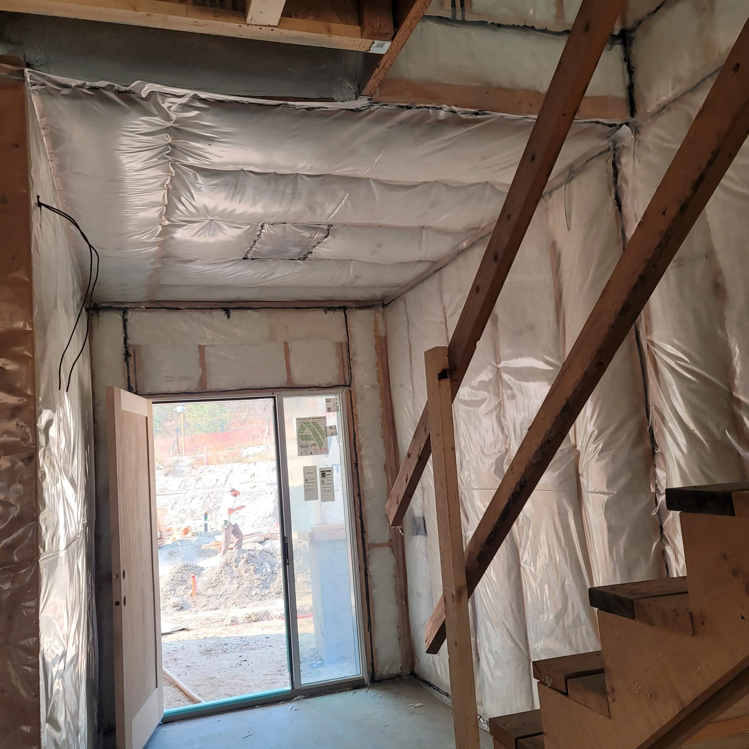 Insulation work in a large residential project