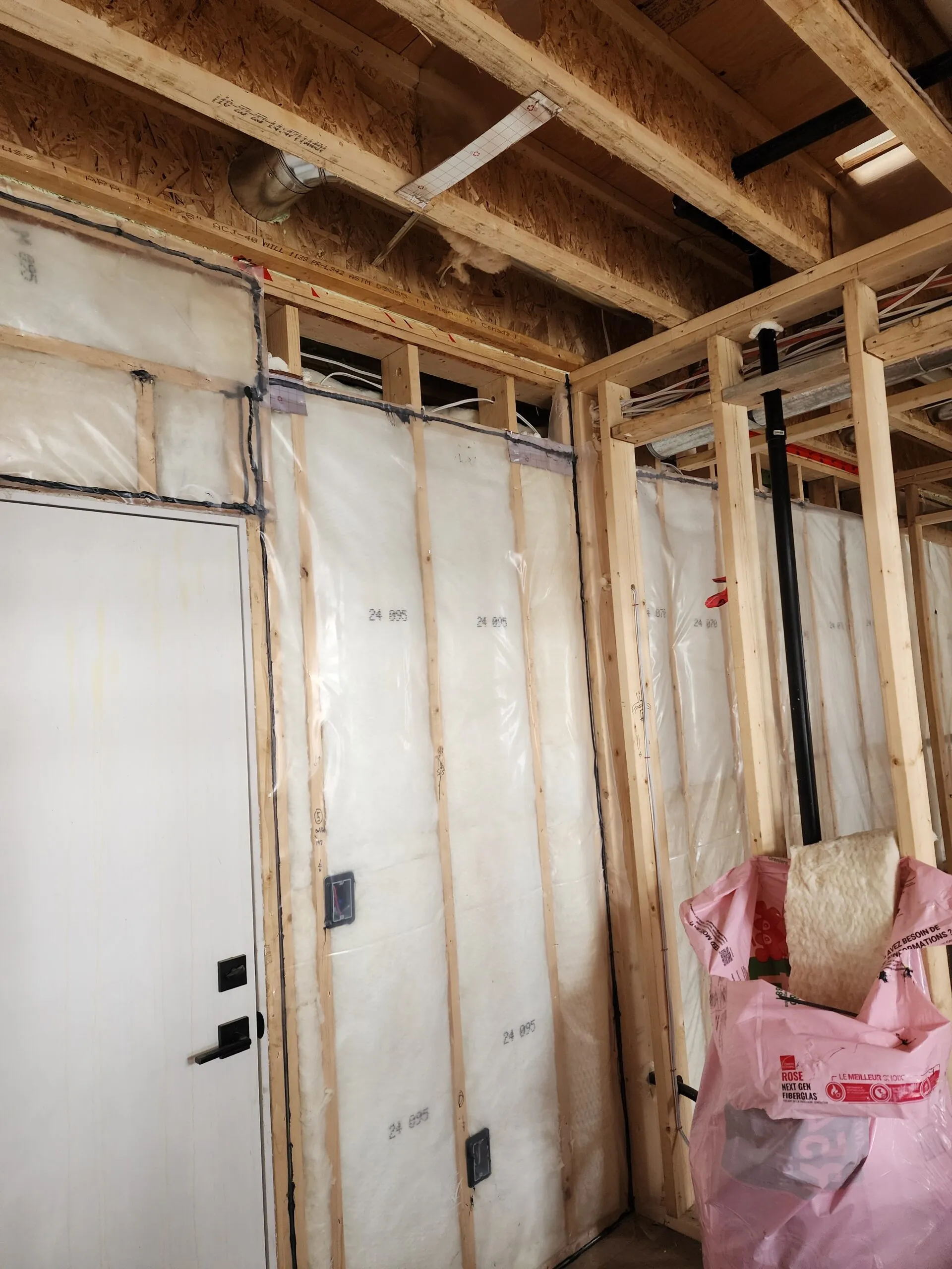 New construction home framed and ready for insulation in the Okanagan