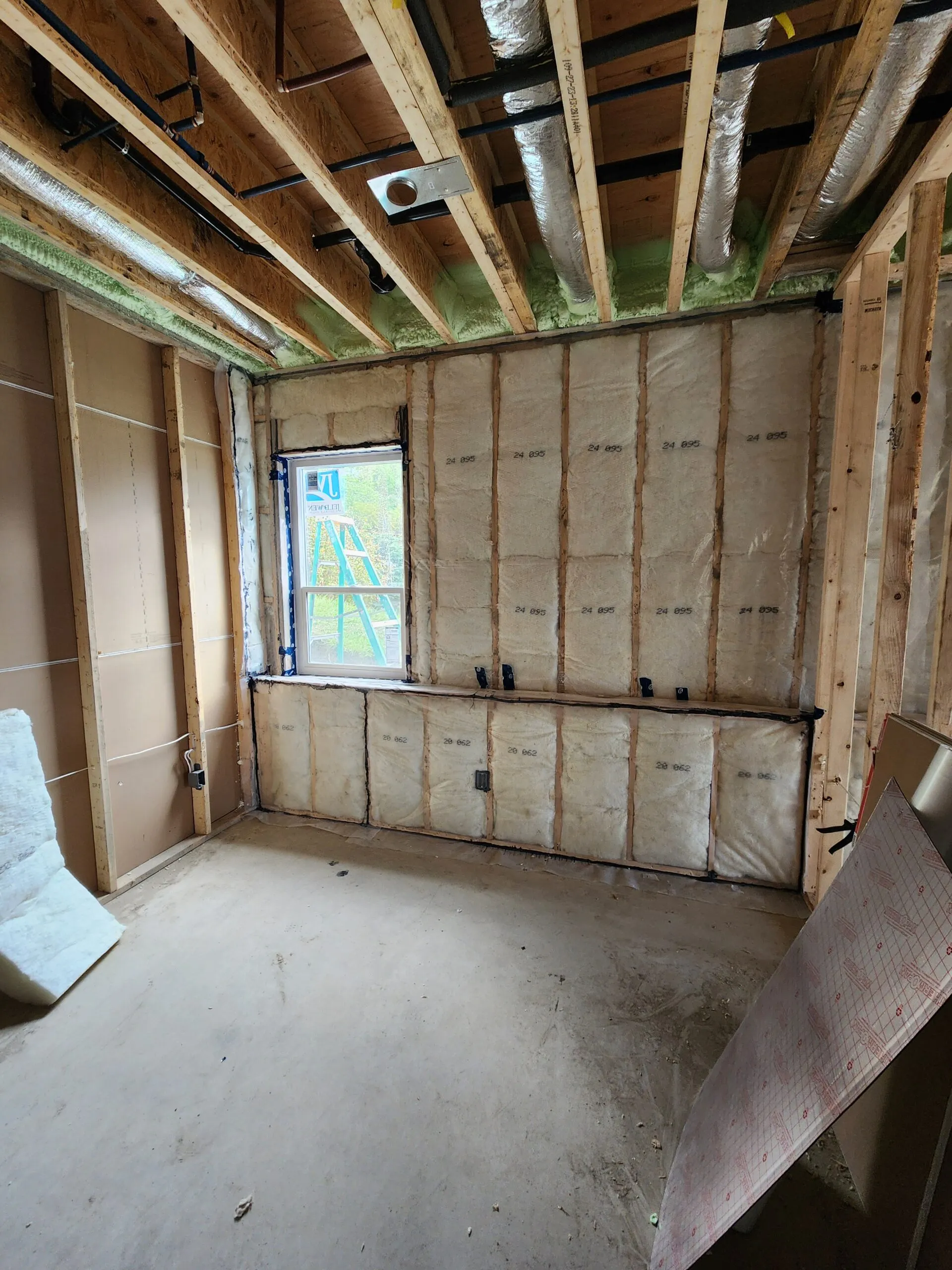 Insulation work in progress in a residential build
