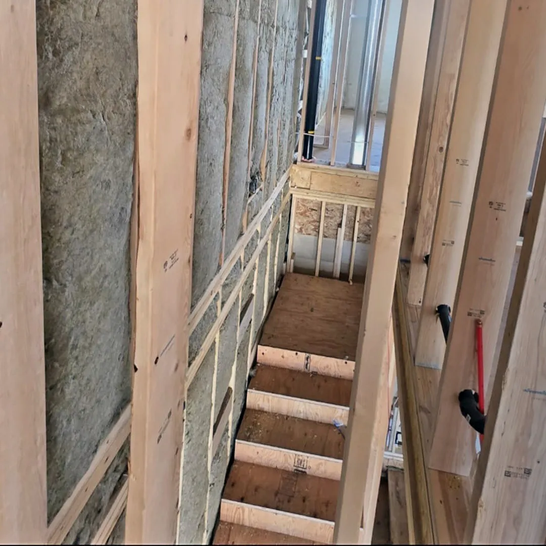 Soundproofing insulation installed in interior walls